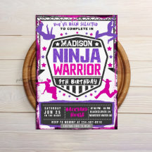 Ninja atletische vechter roze paarse verjaardagsfe