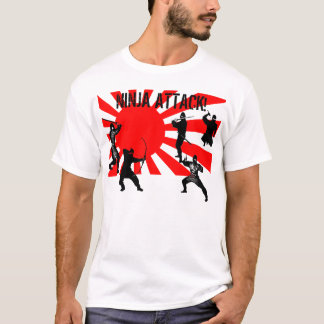 Ninja Attack black ninjas op japanse vlag T-shirt