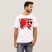 Ninja Attack black ninjas op japanse vlag T-shirt (Voorkant volledig)