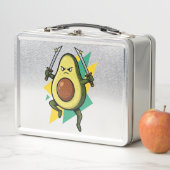 Ninja Avocado Cartoon – Grappige Fruitvechter Vect (In situ)