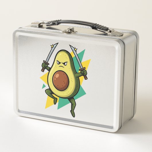 Ninja Avocado Cartoon – Grappige Fruitvechter Vect (Voorkant)