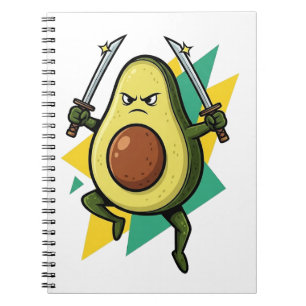 Ninja Avocado Cartoon – Grappige Fruitvechter Vect Notitieboek