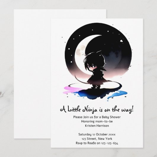 Ninja Baby Shower Avontuur: Heimelijk Kaart (Voorkant / Achterkant)