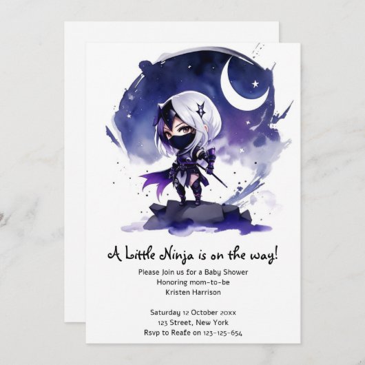 Ninja Baby shower Avontuur: Stealthy Kaart (Voorkant / Achterkant)