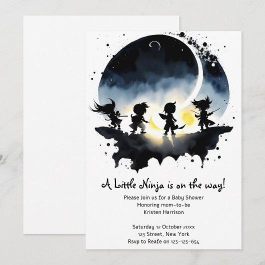 Ninja Baby shower Kaart (Voorkant / Achterkant)