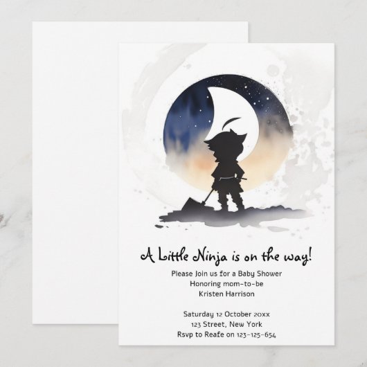 Ninja Baby shower Kaart (Voorkant / Achterkant)