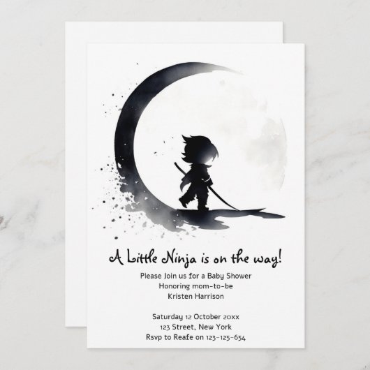 Ninja Baby shower Kaart (Voorkant / Achterkant)
