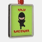 Ninja Bartender Metalen Ornament (Rechts)