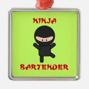 Ninja Bartender Metalen Ornament