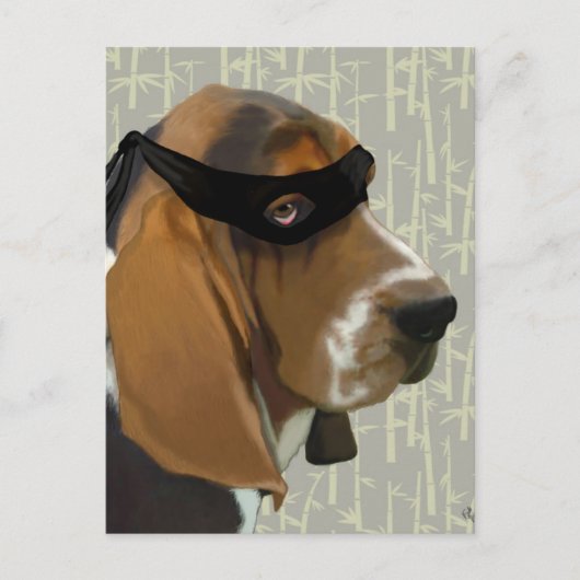 Ninja Basset Hound Dog Briefkaart (Voorkant)