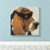 Ninja Basset Hound Dog Canvas Afdruk (Insitu (Houten vloer))