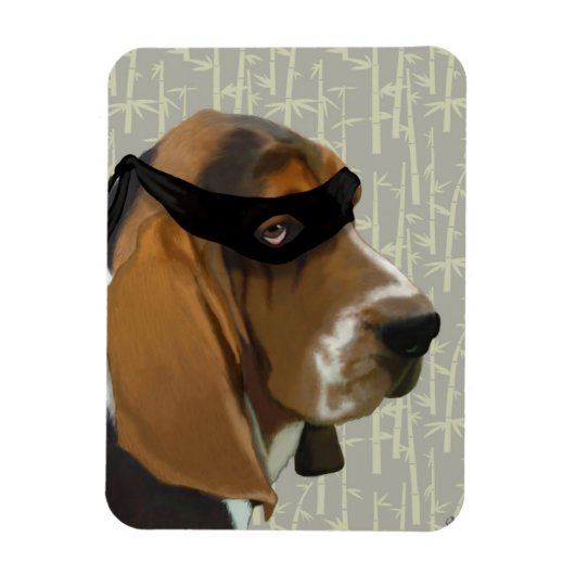 Ninja Basset Hound Dog Magneet (Verticaal)