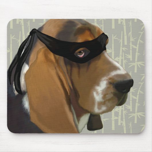 Ninja Basset Hound Dog Muismat (Voorkant)