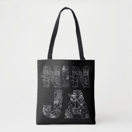 Ninja Beauful White-tekst op zwart Tote Bag