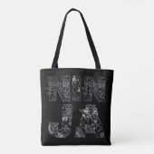 Ninja Beauful White-tekst op zwart Tote Bag (Achterkant)