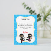 Ninja bedankkaart - Warrior Kids verjaardagsfeestj (Staand voorkant)