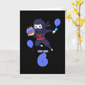 NINJA BIRTHDAG 6 6th Birthday Boy Comic Lover Kaart (Gele Bloem)