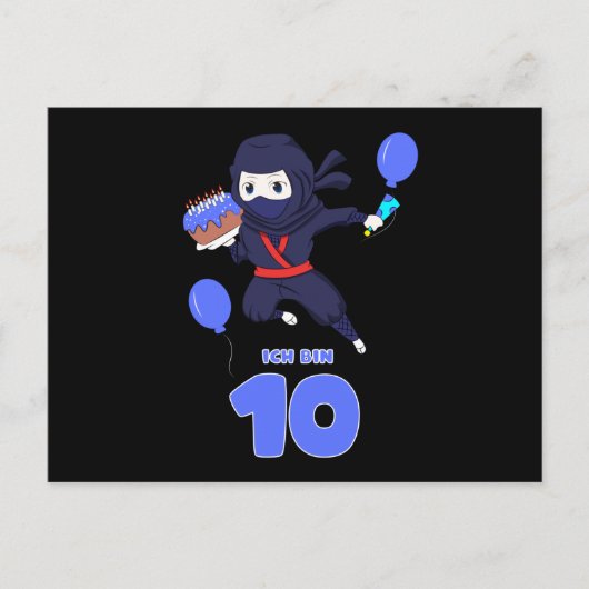 NINJA BIRTHDAY 10 10th Birthday Boy Comic Lover Briefkaart (Voorkant)