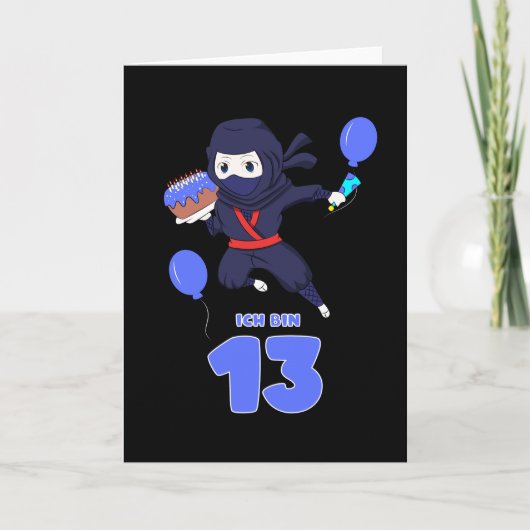 NINJA BIRTHDAY 13 13th Birthday Boy Comic Lover Kaart (Voorkant)