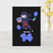 NINJA BIRTHDAY 14 14th Birthday Boy Comic Lover Kaart (Gele Bloem)