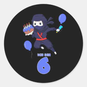 NINJA BIRTHDAY 6 6th Birthday Boy Comic Lover Ronde Sticker