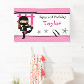Ninja Birthday Banner Backdrop Girls Light Brown (Insitu)