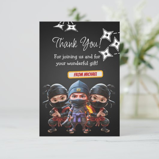 Ninja Birthday Bedankkaart (Staand voorkant)