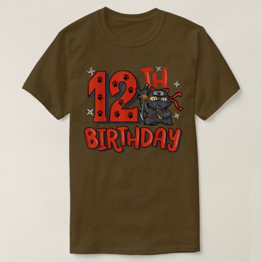 Ninja Birthday Boy 12 Year Old Samurai Bday P T-shirt (Design voorkant)