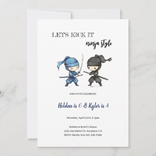 ninja birthday invitation kaart (Voorkant)
