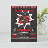 Ninja Birthday Invitation, Karate Ninja Party Kaart (Staand voorkant)