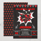 Ninja Birthday Invitation, Karate Ninja Party Kaart (Voorkant / Achterkant)