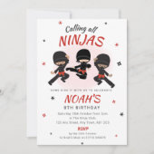 Ninja Birthday Invitation - Red Karate Party Kaart (Voorkant)