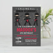 Ninja Birthday Invitation Red Ninja Kaart (Staand voorkant)