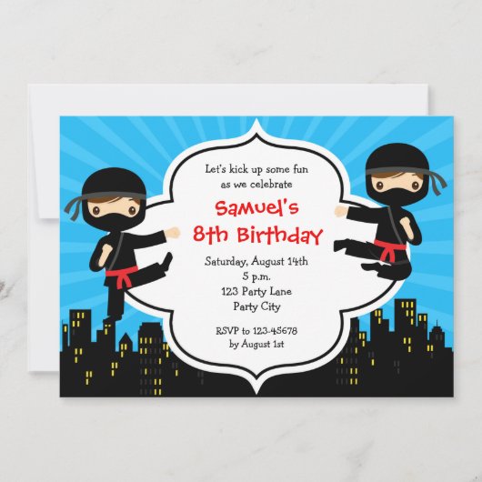 Ninja Birthday Invitations (Boys) Kaart (Voorkant)