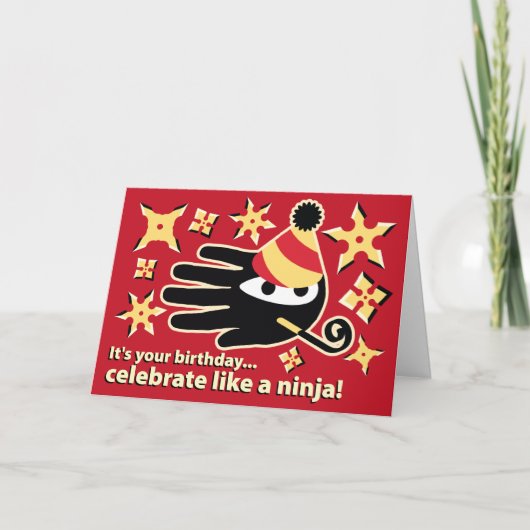 Ninja Birthday Kaart. Feest als een ninja Kaart (Voorkant)