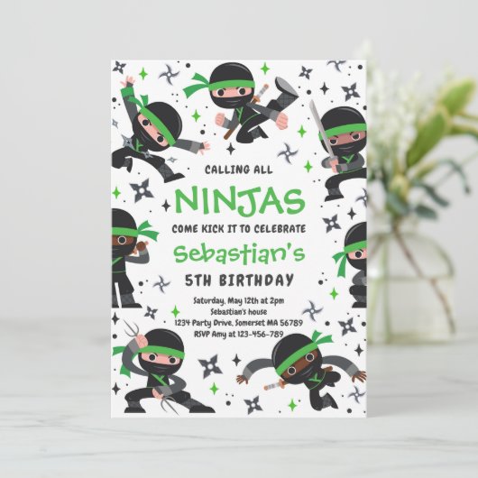 Ninja Birthday Karate Martial Arts Birthday Party Kaart (Staand voorkant)