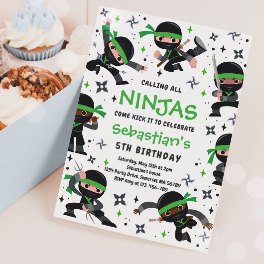 Ninja Birthday Karate Martial Arts Birthday Party Kaart