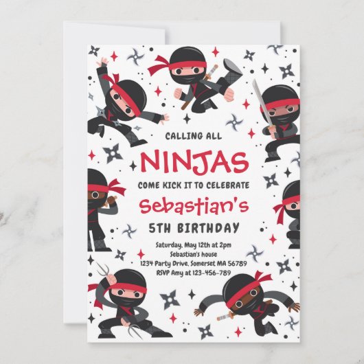 Ninja Birthday Karate Martial Arts Birthday Party Kaart (Voorkant)
