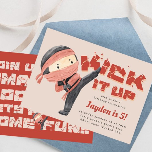 Ninja Birthday, Karate Martial Arts, Kick It Up Kaart