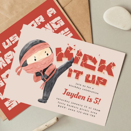 Ninja Birthday, Karate Martial Arts, Kick It Up Kaart