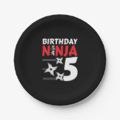 Ninja Birthday Party - Birthday Ninja 5 Papieren Bordje (Voorkant)