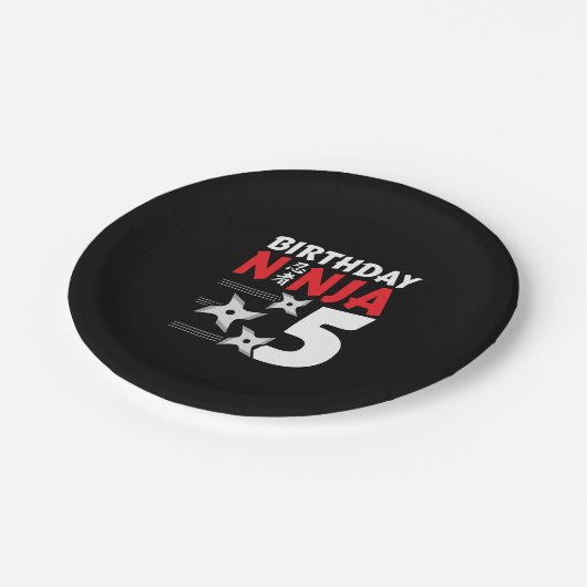 Ninja Birthday Party - Birthday Ninja 5 Papieren Bordje (Gekanteld)