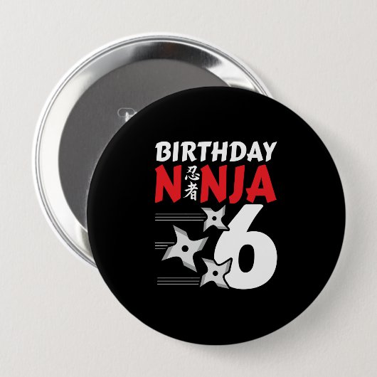 Ninja Birthday Party - Birthday Ninja 6 Ronde Button 4,0 Cm (Voorkant /achterkant)