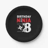Ninja Birthday Party - Birthday Ninja 8 Papieren Bordje (Voorkant)