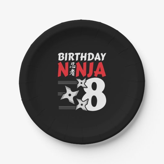 Ninja Birthday Party - Birthday Ninja 8 Papieren Bordje (Voorkant)