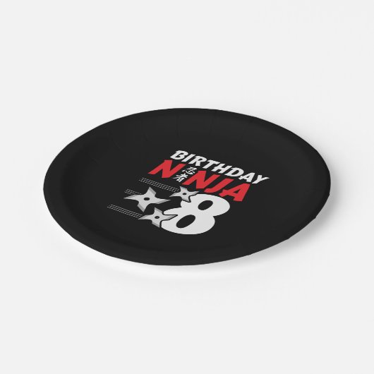 Ninja Birthday Party - Birthday Ninja 8 Papieren Bordje (Gekanteld)