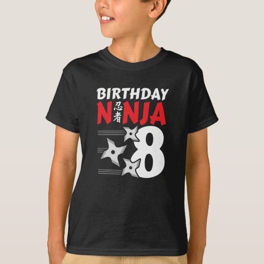 Ninja Birthday Party - Birthday Ninja 8 T-shirt (Voorkant)