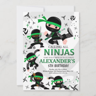Ninja Birthday Party Invitation Karate Party Green Kaart