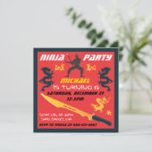 Ninja Birthday Party Invitations Kaart (Staand voorkant)