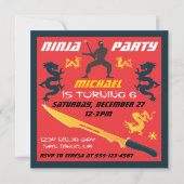 Ninja Birthday Party Invitations Kaart (Voorkant)